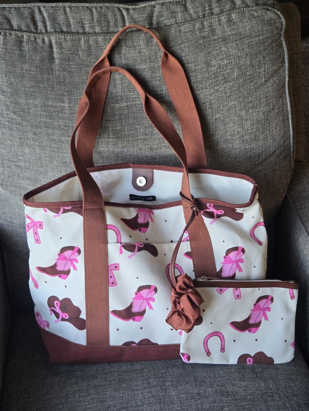 Tik Tok Viral Skinny Dip Cowgirl Boot tote bag With Coin Purse And Hair Scrunchi